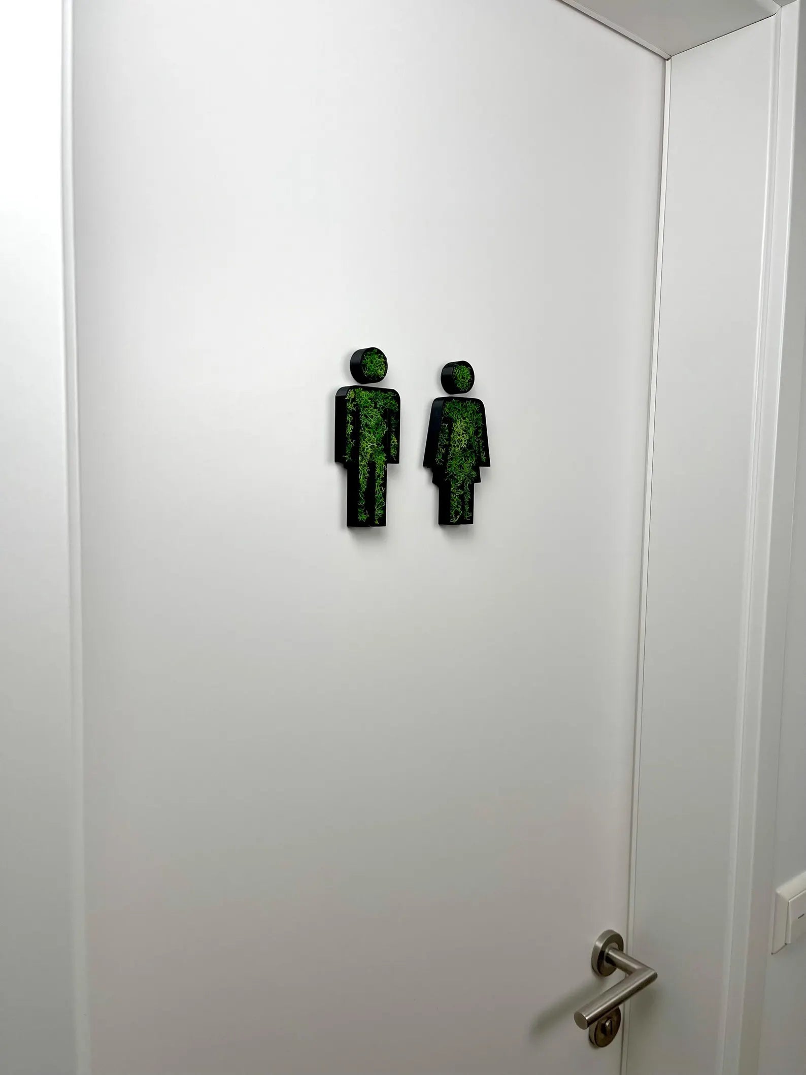 WC Türschild Mann &amp; Frau mit Moos – modernes 3D Design mit Natur-Optik
