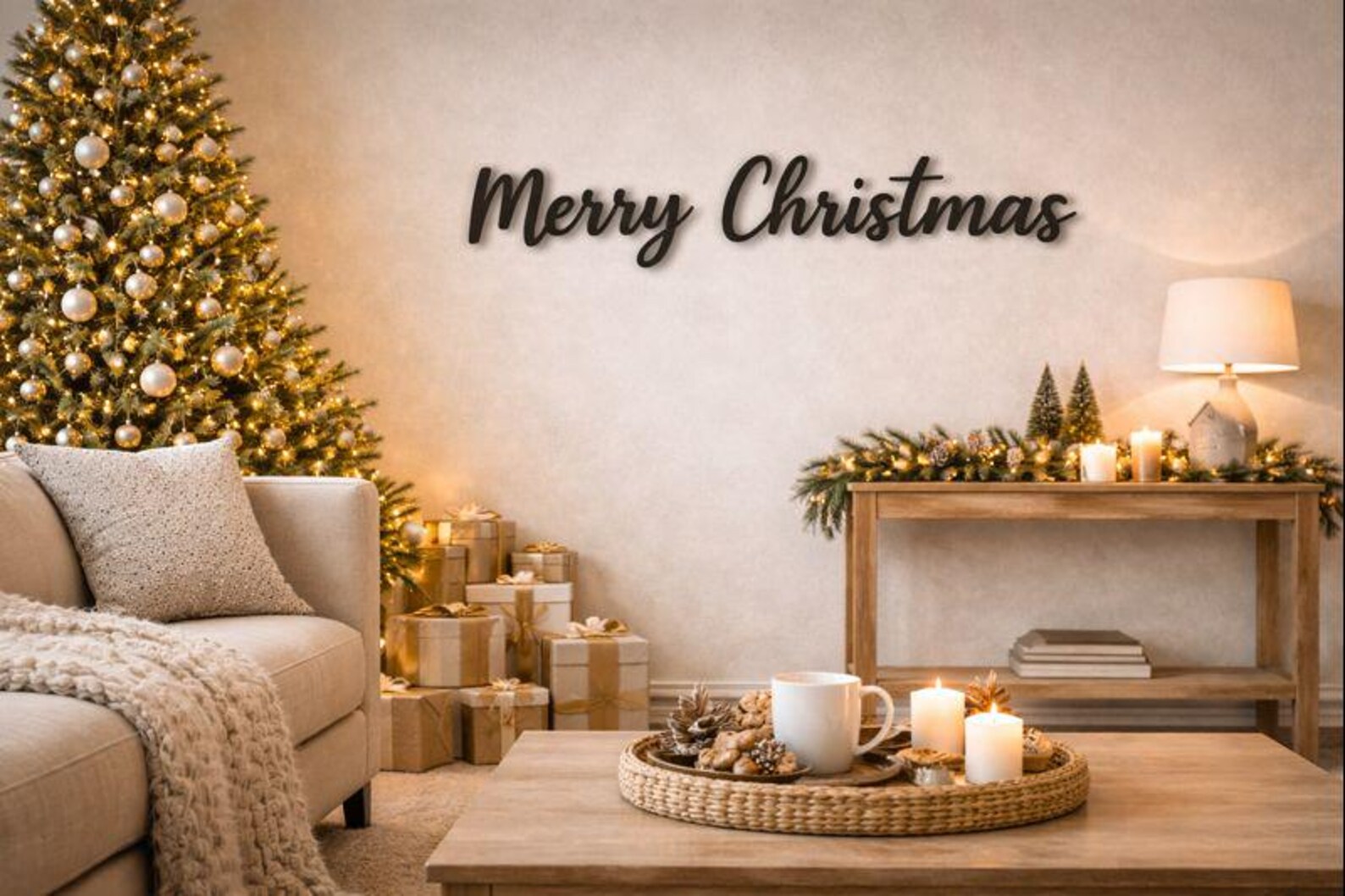 3D Wanddeko „Merry Christmas“ – festlicher Schriftzug für dein Zuhause