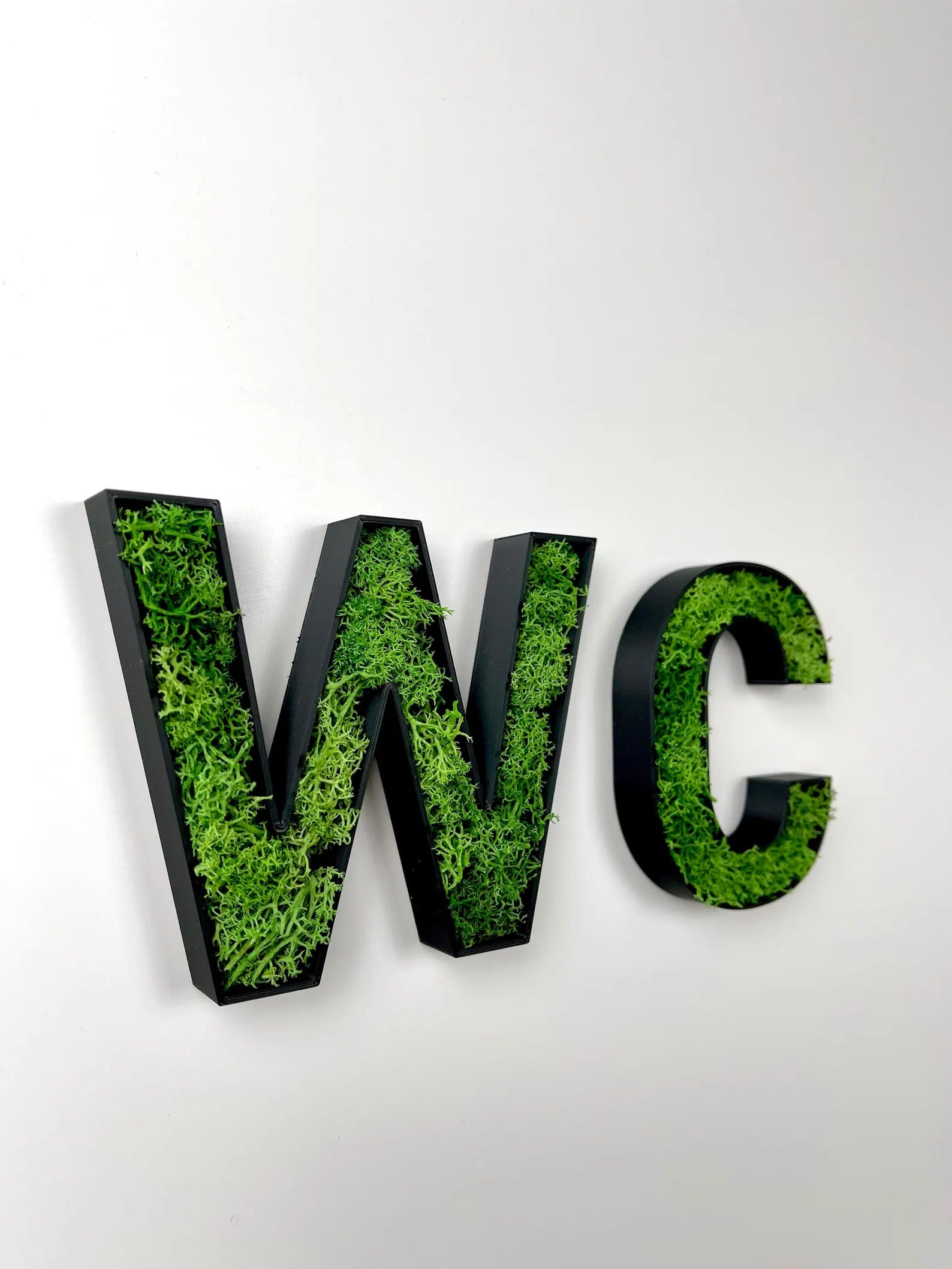 WC Schild mit Moos – 3D Türbeschriftung mit echtem Islandmoos