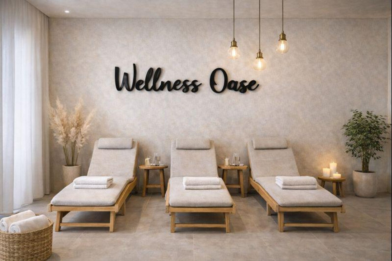 3D Wanddeko „Wellness Oase“ – entspannender Schriftzug für dein Badezimmer