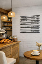 Modernes Menüboard für Cafés & Bars – flexibel & ohne Bohren