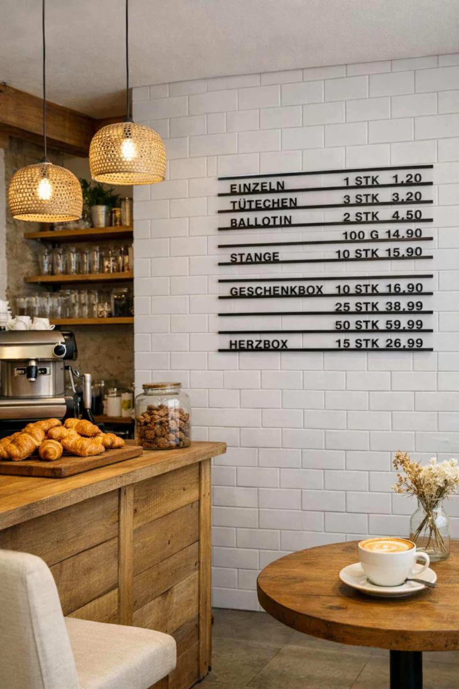 Modernes Menüboard für Cafés & Bars – flexibel & ohne Bohren