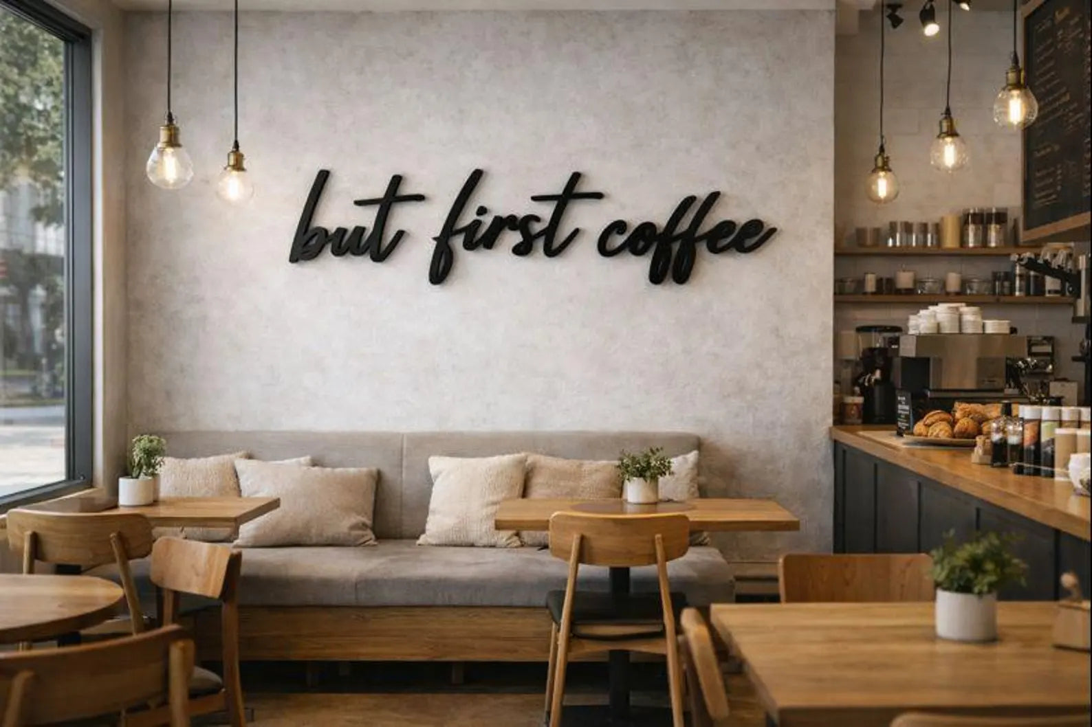 3D Wanddeko „But first Coffee“ – stylischer Schriftzug für dein Zuhause oder Café
