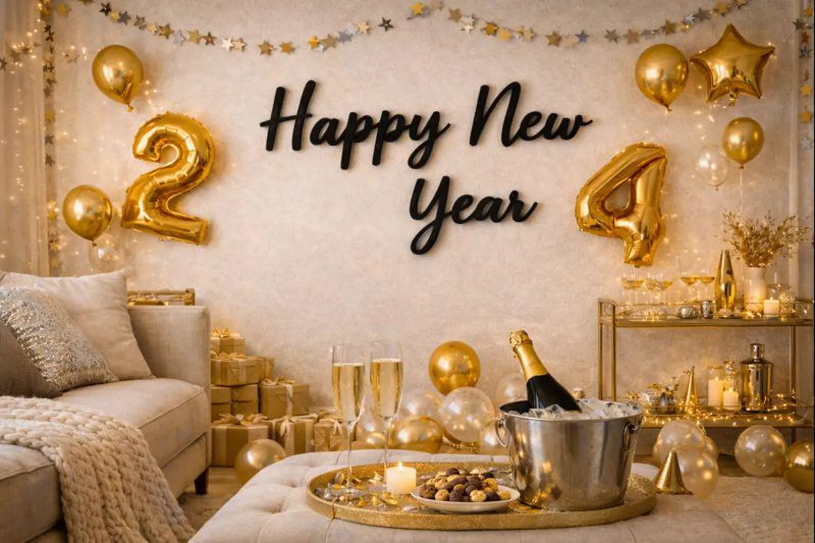 3D Wanddeko „Happy New Year“ – stilvoller Schriftzug für deine Silvester-Deko