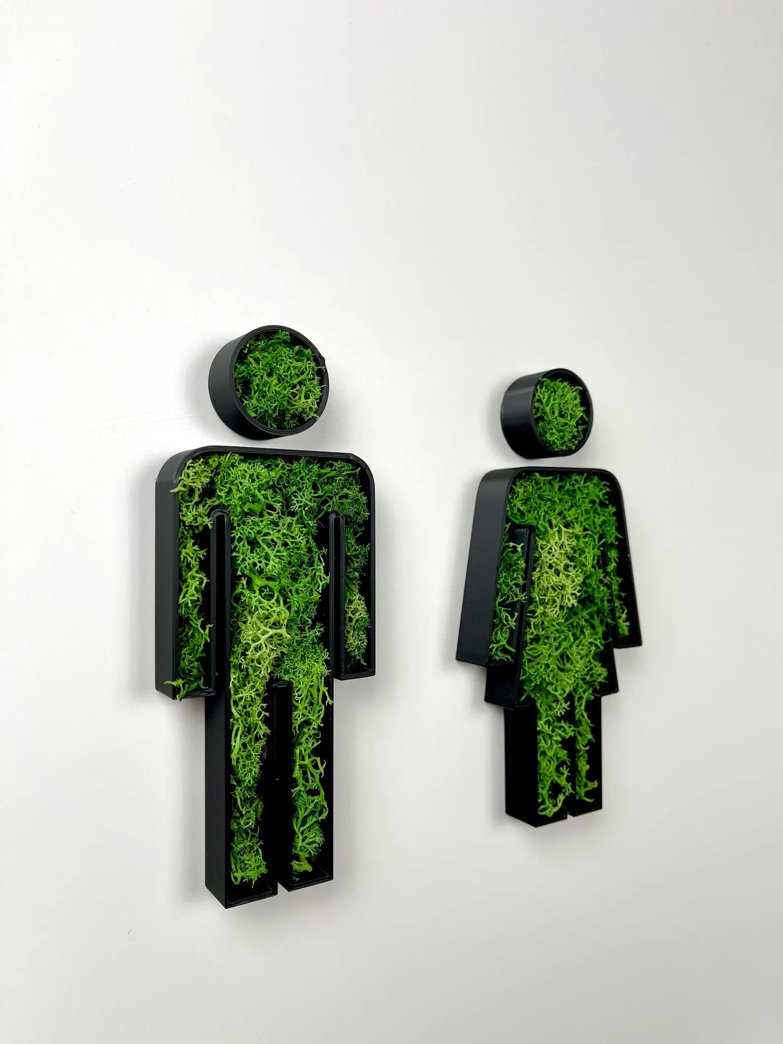 WC Türschild Mann &amp; Frau mit Moos – modernes 3D Design mit Natur-Optik