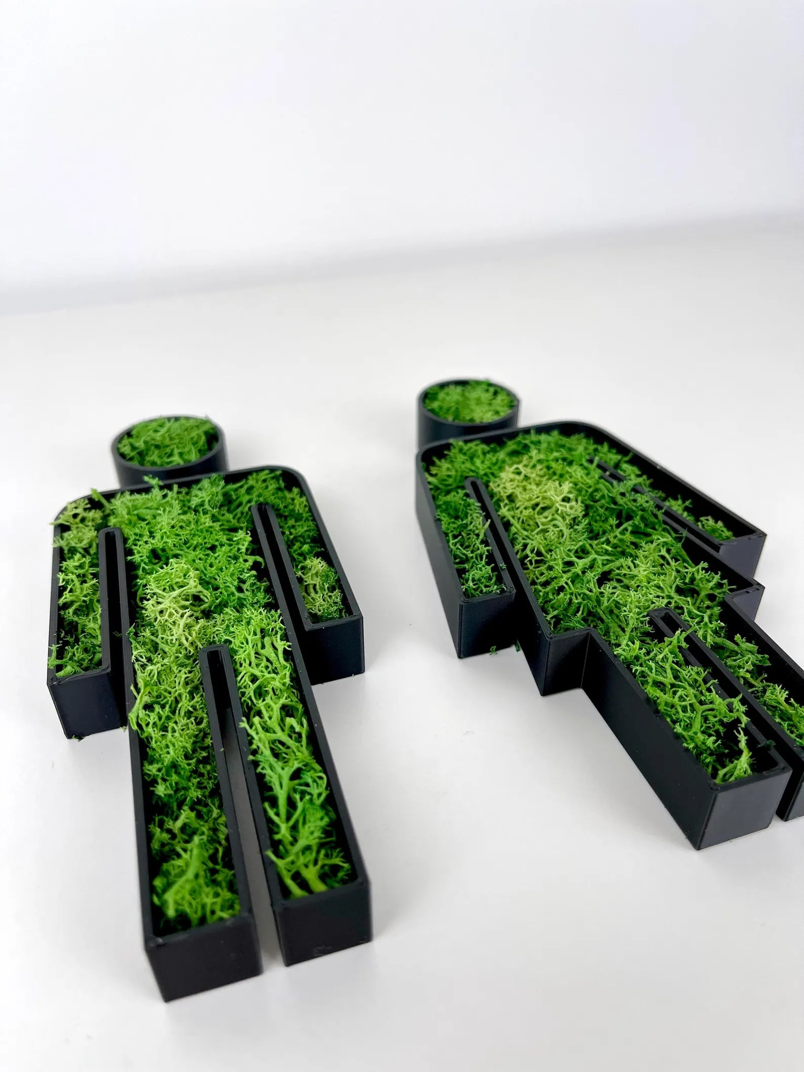 WC Türschild Mann &amp; Frau mit Moos – modernes 3D Design mit Natur-Optik