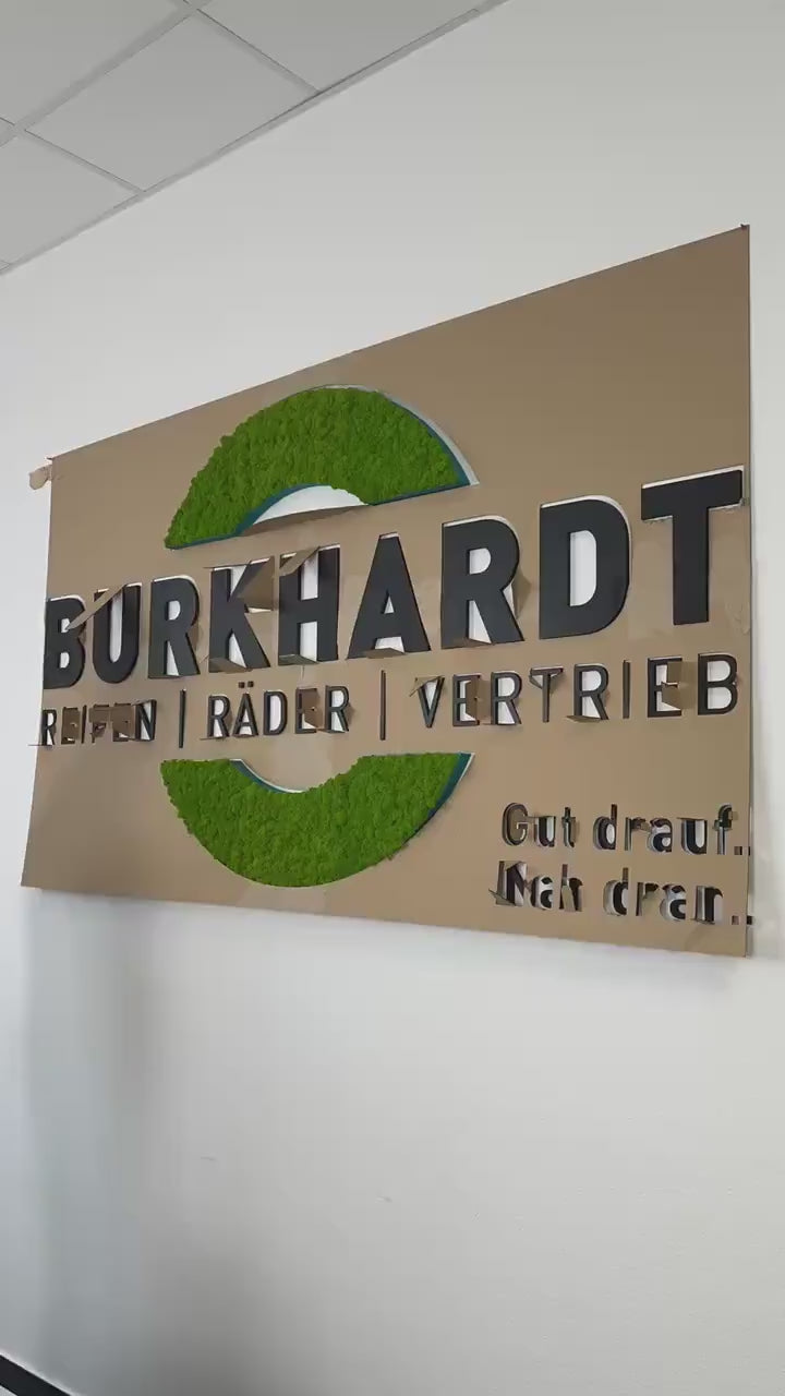 3D Firmenlogo für die Wand – individuell gefertigt mit oder ohne Moos